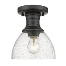 Golden 3118-SF BLK-SD - Yep by Golden Lighting Hines 1-light Semi-Flush Mount in Matte Black and Seeded Glass